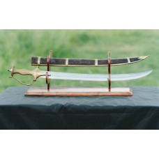 Tradition Nepalese Sword, Brass Grip, Wooden Carving Sheath Tradition Nepalese Sword, Brass Grip, Wooden Carving Sheath